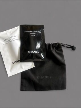 CHANEL Le Volume Mascara + Lash Primer Samples & Black Drawstring Pouch Set